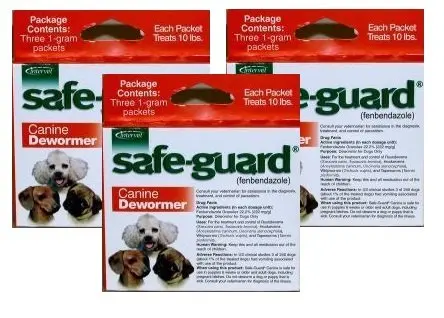 Excel Safe-Guard Canine DeWormer for Small Dogs Pack of 3 (9 pouches)
