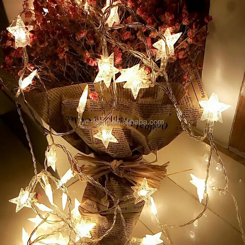 battery operated twinkling led stars shape string lights for christmas festival decorative