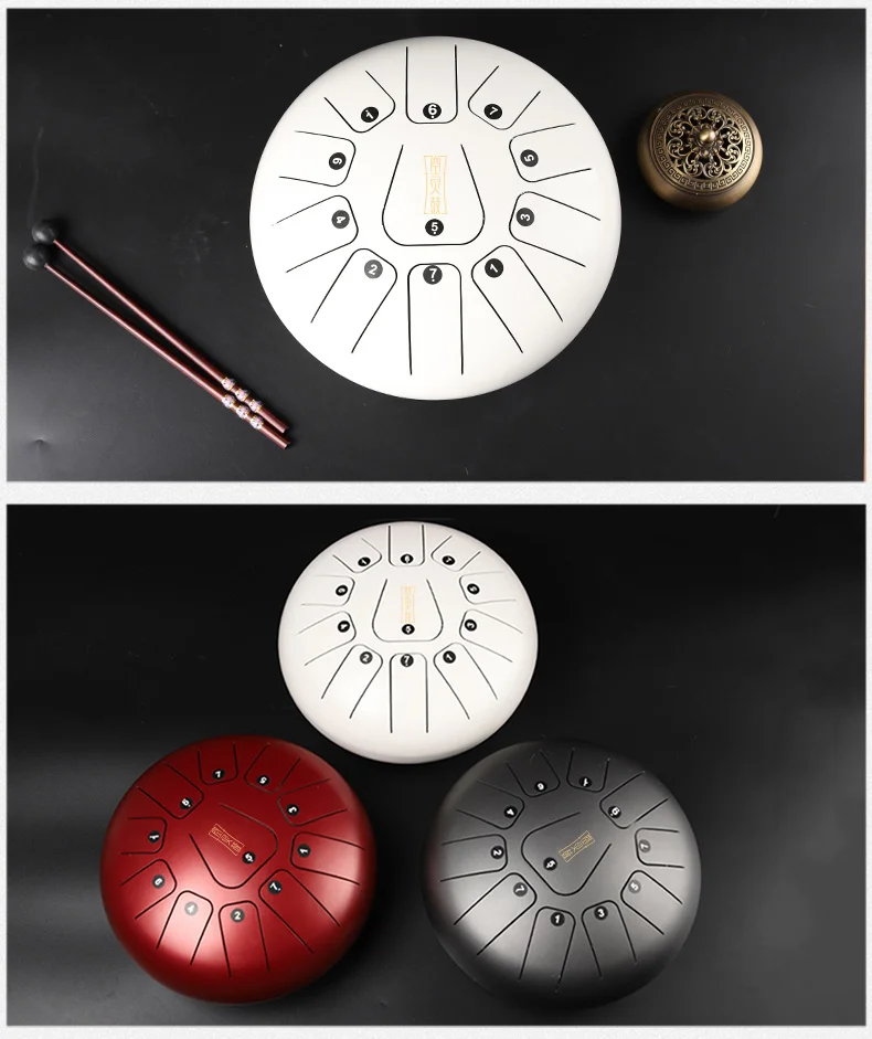 Christmas Gift12" Steel Tongue Drum Handpan Chakra Drum Tank For