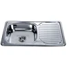 Cheap wholesale price factory direct one bowl one drainboard kitchen basin stainless steel material smart looking