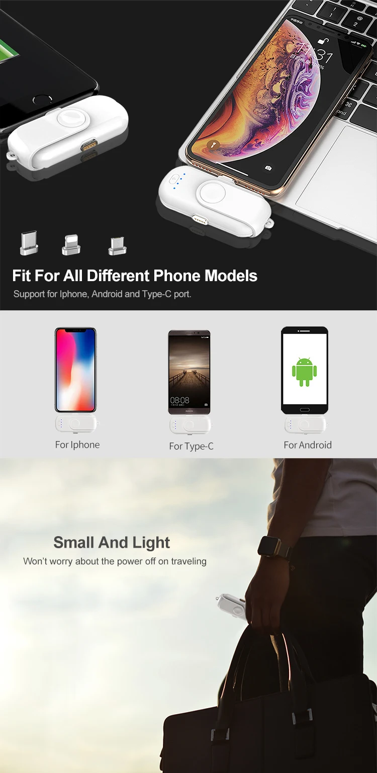 1000mah Finger Magnetic Mobile Universal Charger Mini Power Bank