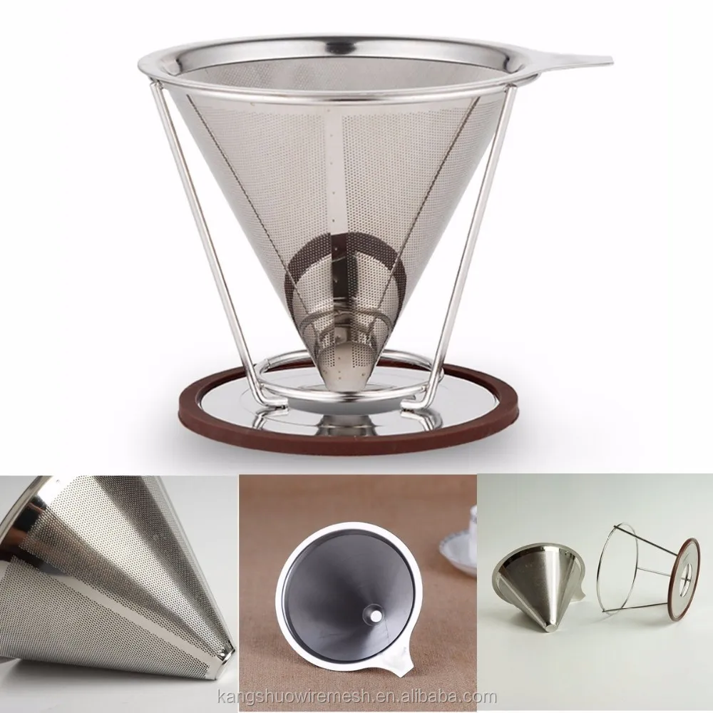 Stainless Steel Pour Over Coffee Dripper Premium Reusable Double Coffee