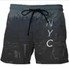 Drawstring waist polyester/spandex wholesale sweat shorts mid length drop crotch 3D printing mens shorts