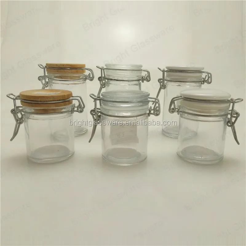 Small 50ml 100ml Airtight Glass Jars With Metal Clip,Glass Spice Jar