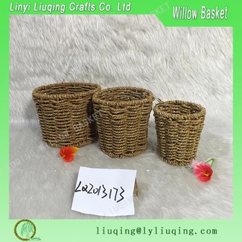 Hand Woven Round Seagr Waste Paper Basket Wicker Hand Woven Round Seagr Waste Paper Basket