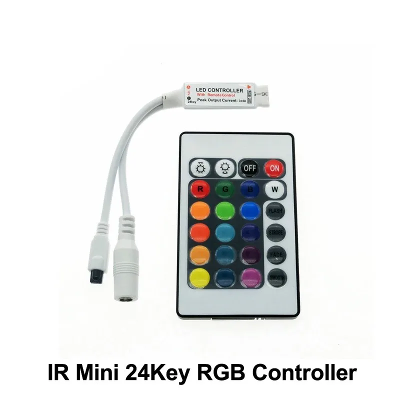RGB LED Controller DC12V Mini 24Key IR Remote Controller For 3528 5050 RGB LED Strip.