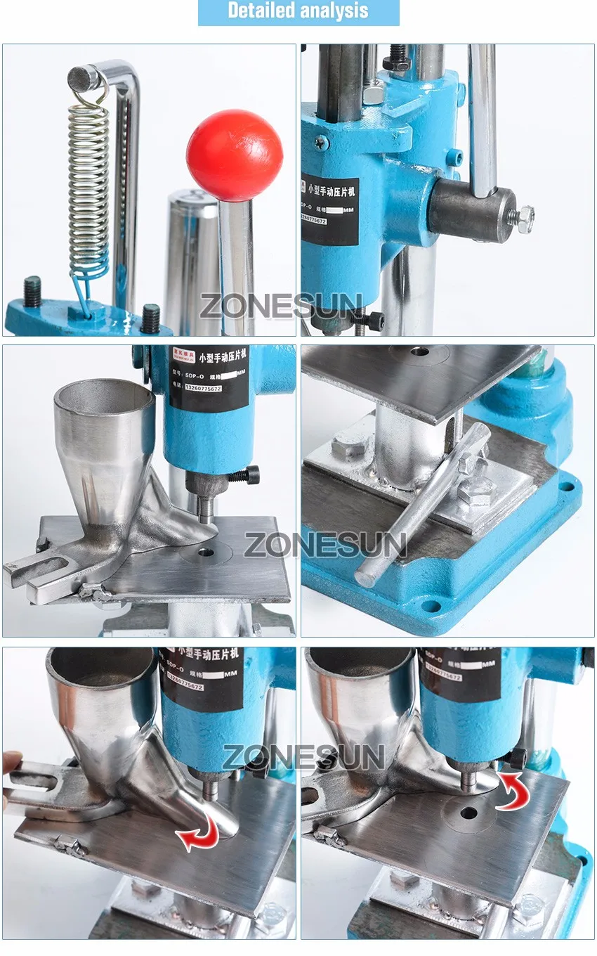 ZONESUN Pill Mini Press Machine Lab Professional Tablet Manual Punching