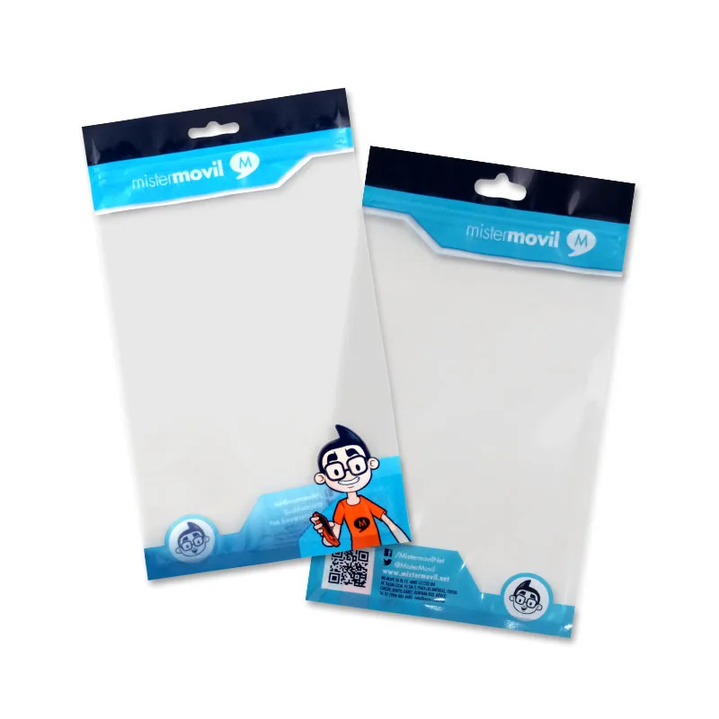 Custom Logo Durable Plastic Zipper Bag With Hanging Hole For Suspension