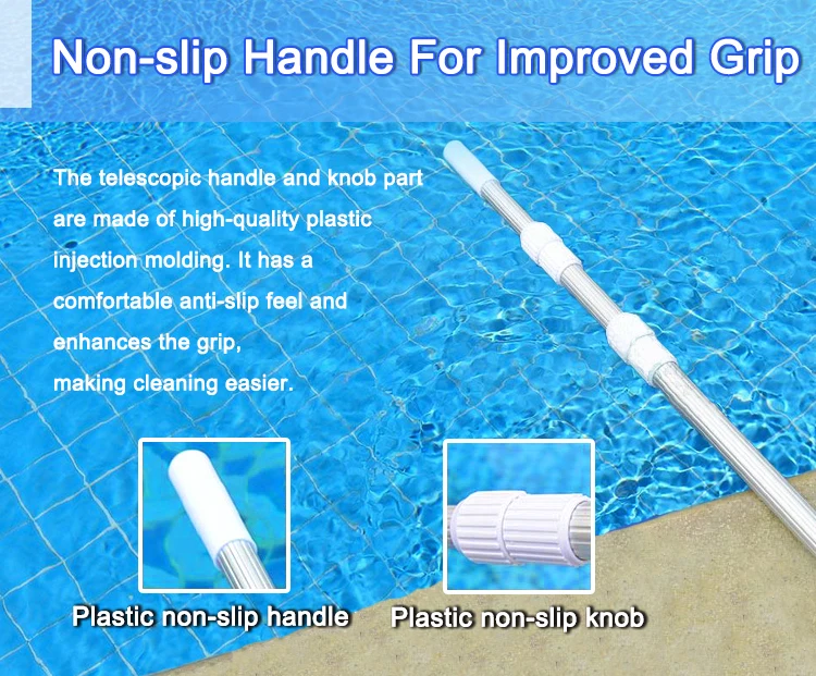 Silver Adjustable Heavy Duty Aluminum Pool Extension Telescopic Pole For Pool Cleaning