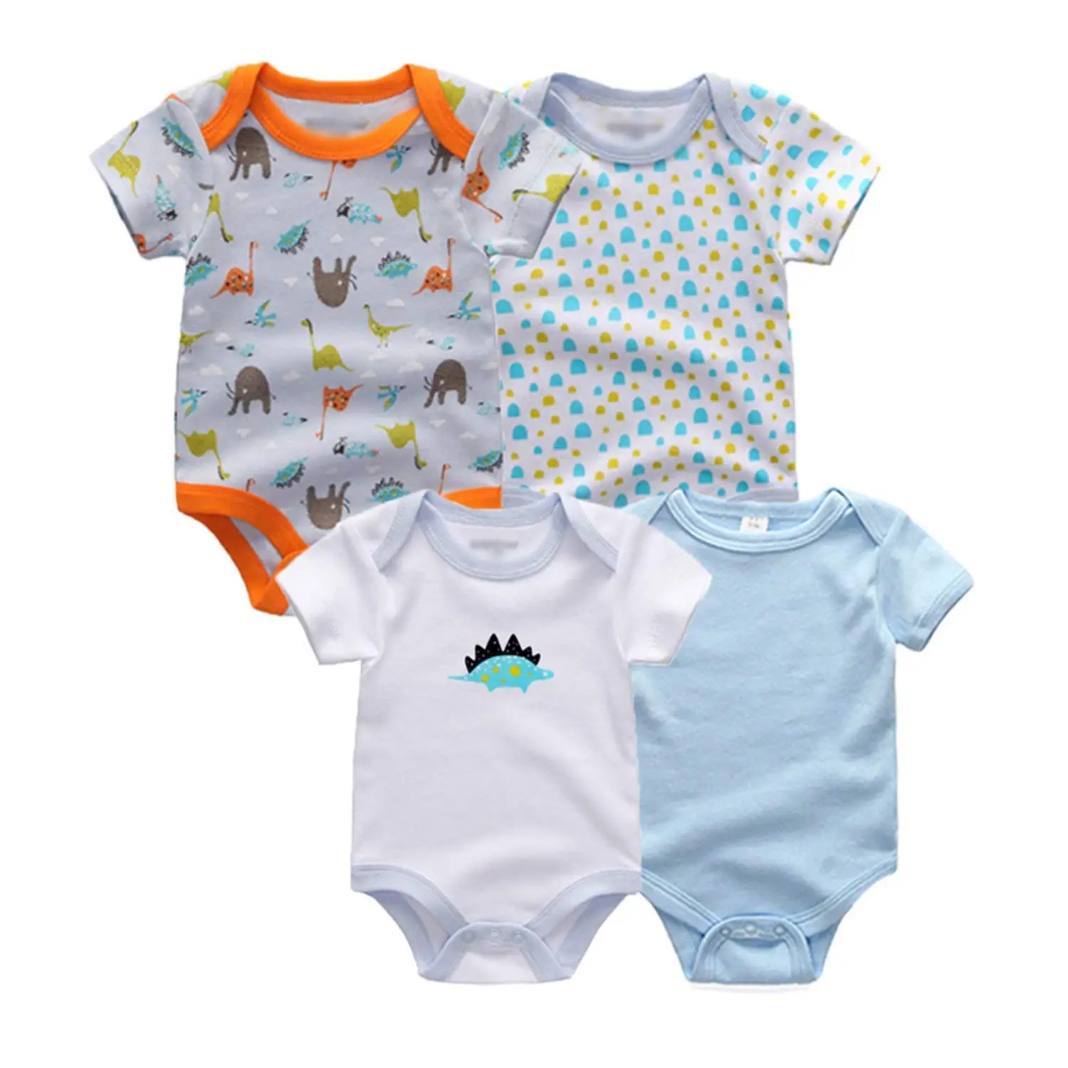 Gouache 4 Pcs/Lot Newbron Summer Short Sleeve Baby Bodysuit Boy Girl Cotton Baby Jumpsuit