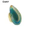 WT-R334 Wholesale Hot sale Multicolor gemstone Irregular Shape and Randomly women Natural Slice Agate Ring