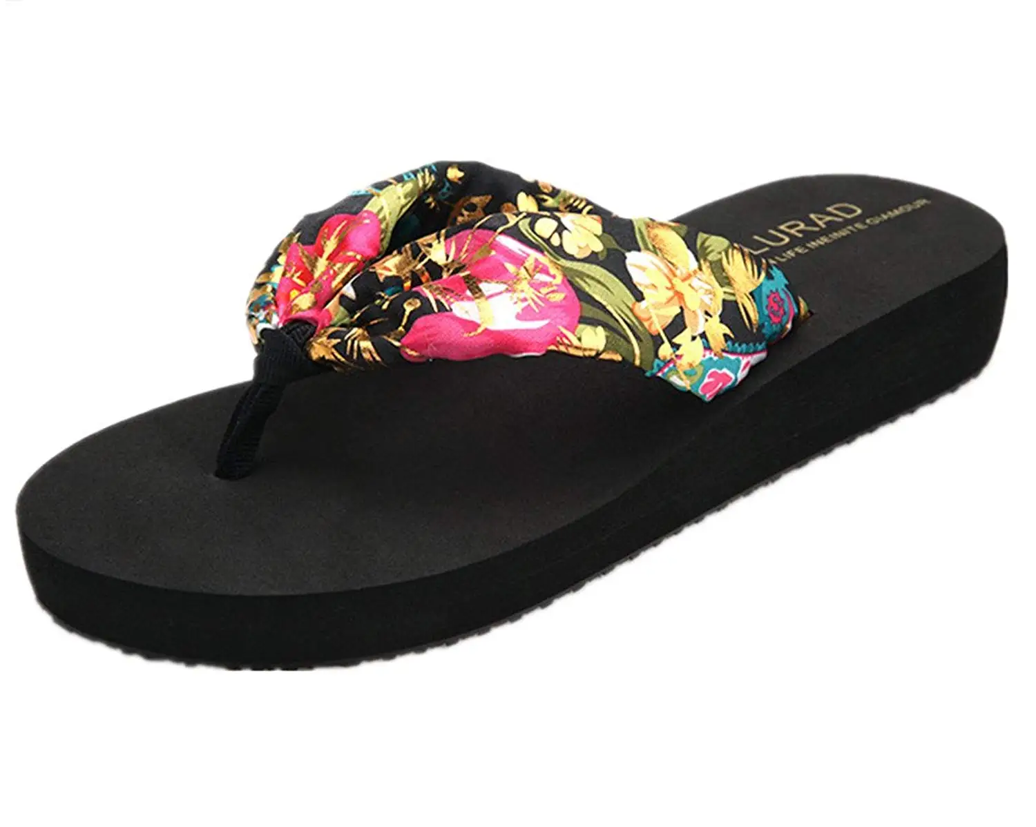 Buy Black Satin Fluffy Wedge Slippers Court Mule Shoes 2 inch Wedges UK 4 5 6 7 8 in Cheap Price 