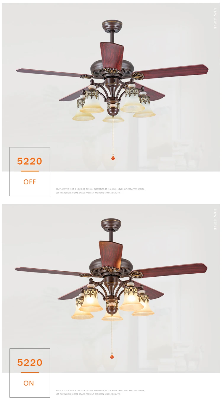 Best Price Orient Style Vintage Decorative Winding Powered Ceiling Fan With Light
