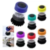 New kitchen tableware dish cutlery pot small plastic clear cabin fill soap holder press top button release cleaning scrub brush