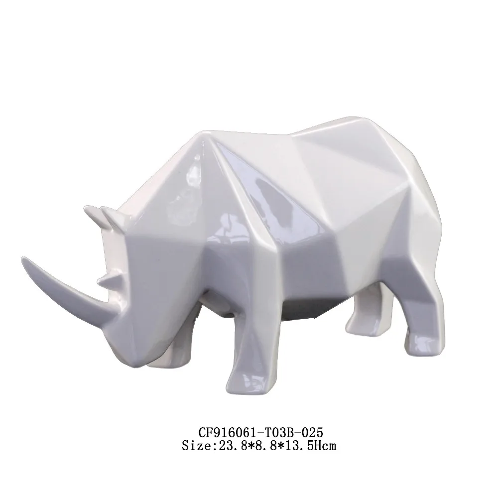 White Ceramic Animal Rhinoceros Sculpture Table Decoration Creative Gifts supplier