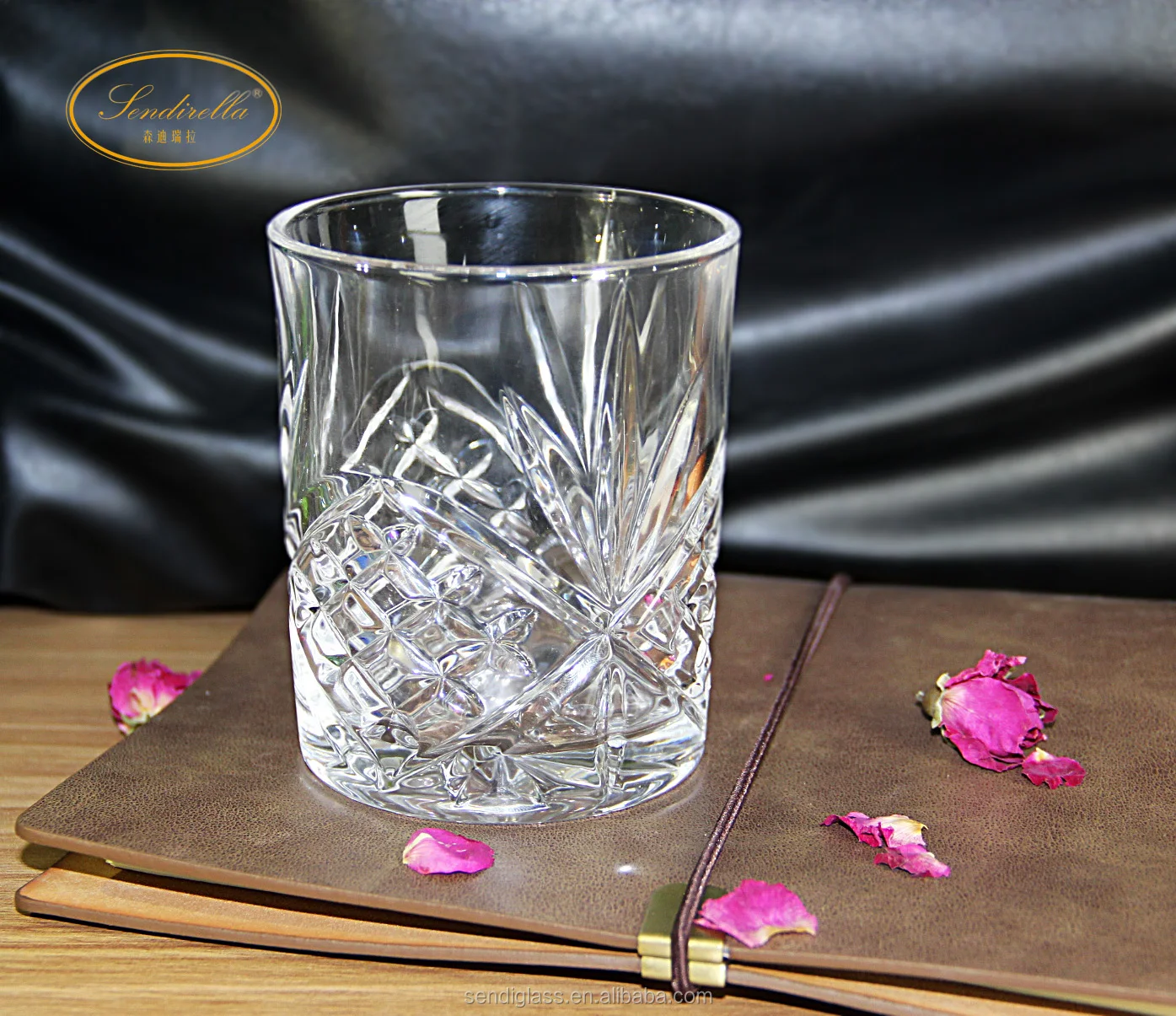 Barware Old Fashion 300ml Engraved Diamond Crystal Clear Custom Whiskey