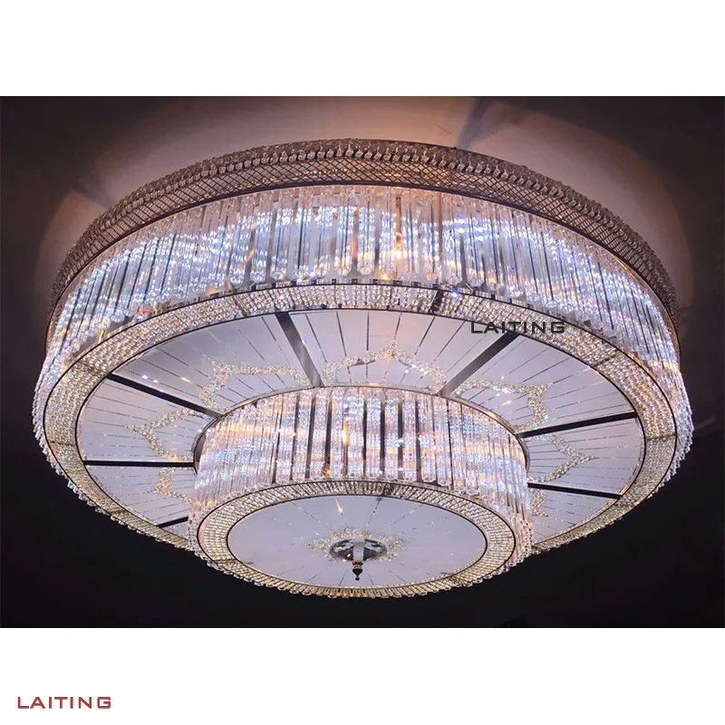 Banquet Hall Modern Crystal Ceiling Lighting Glass Round Restaurant