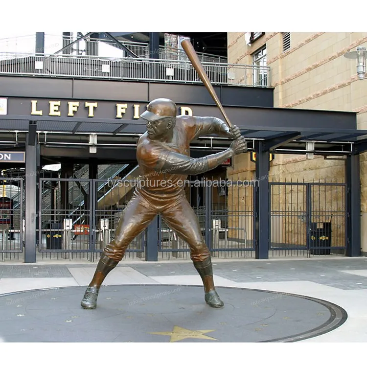 Large Size Metal Craft Sports Figures Statues Baseball Player Sculpture