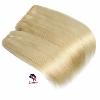 Silky Straight Wave Platinum Blonde Sew In Human Hair Weave 60