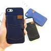 Simple Jeans Pocket Cloth TPU Case With Card Holder PU Leather Phone Case Cover For iPhone 5/5se