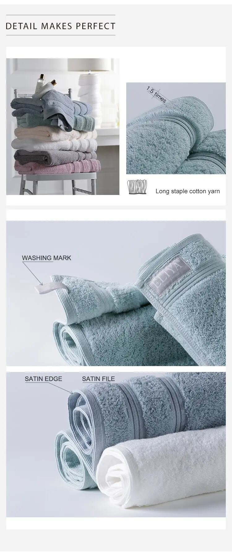 Wholesale Luxury 5 Star Hotel Set 100 % Cotton White Bath Towel For Gift