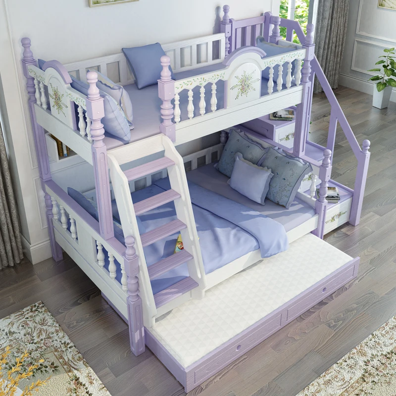 Foshan Modern Oak Wood Bunk Beds Kids Bedroom Furniture Sets For Boys