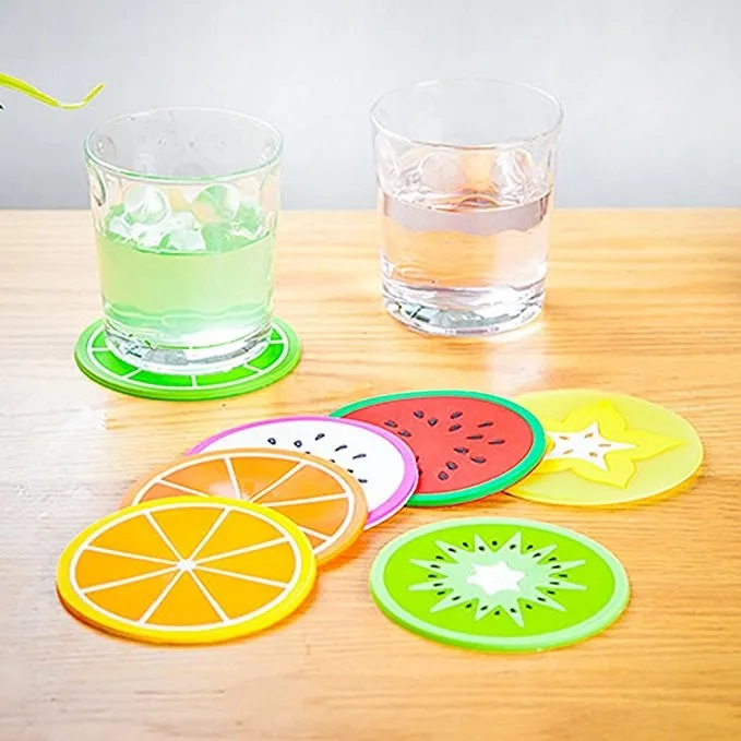 Fruit Design Cup Mat Table Placemat Silicone Rubber Coasters,Custom 2d