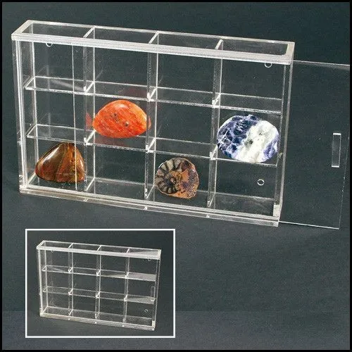 Wall Mounted Clear Acrylic Ornaments Display Case With Slide Cover