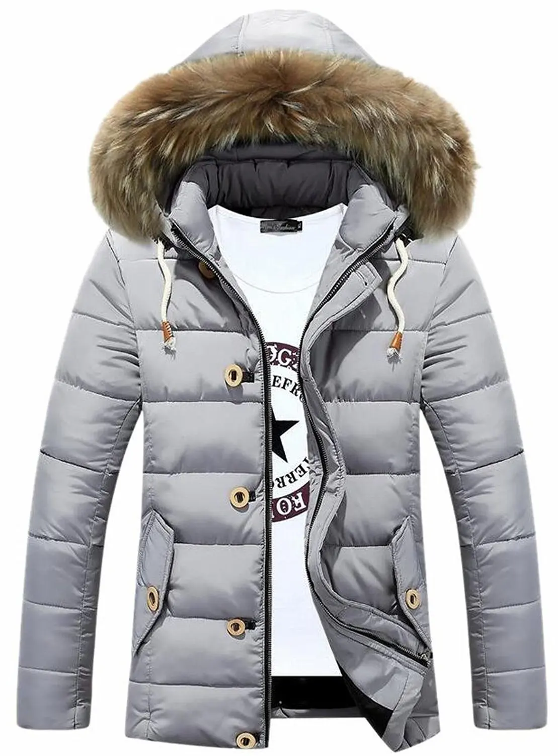 ONTBYB Mens Classic Warm Suede Thicken Quilted Jacket Coat Outerwear