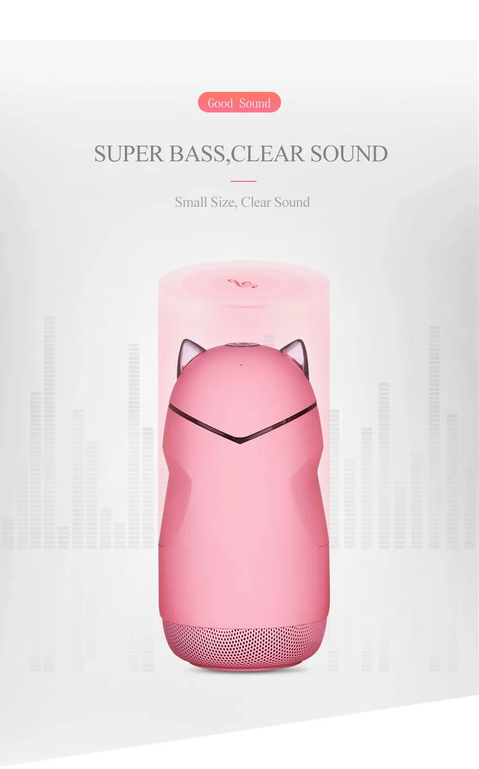 2019 new design gift promotion cute mini speaker cat style portable bluetooth speaker support bluetooth/TF card/hands-free call - ANKUX.COM