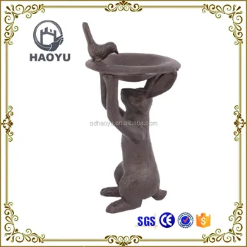 Metal Art And Handicrafts Decorative Rabbit Shaped Bird Bath Feeder