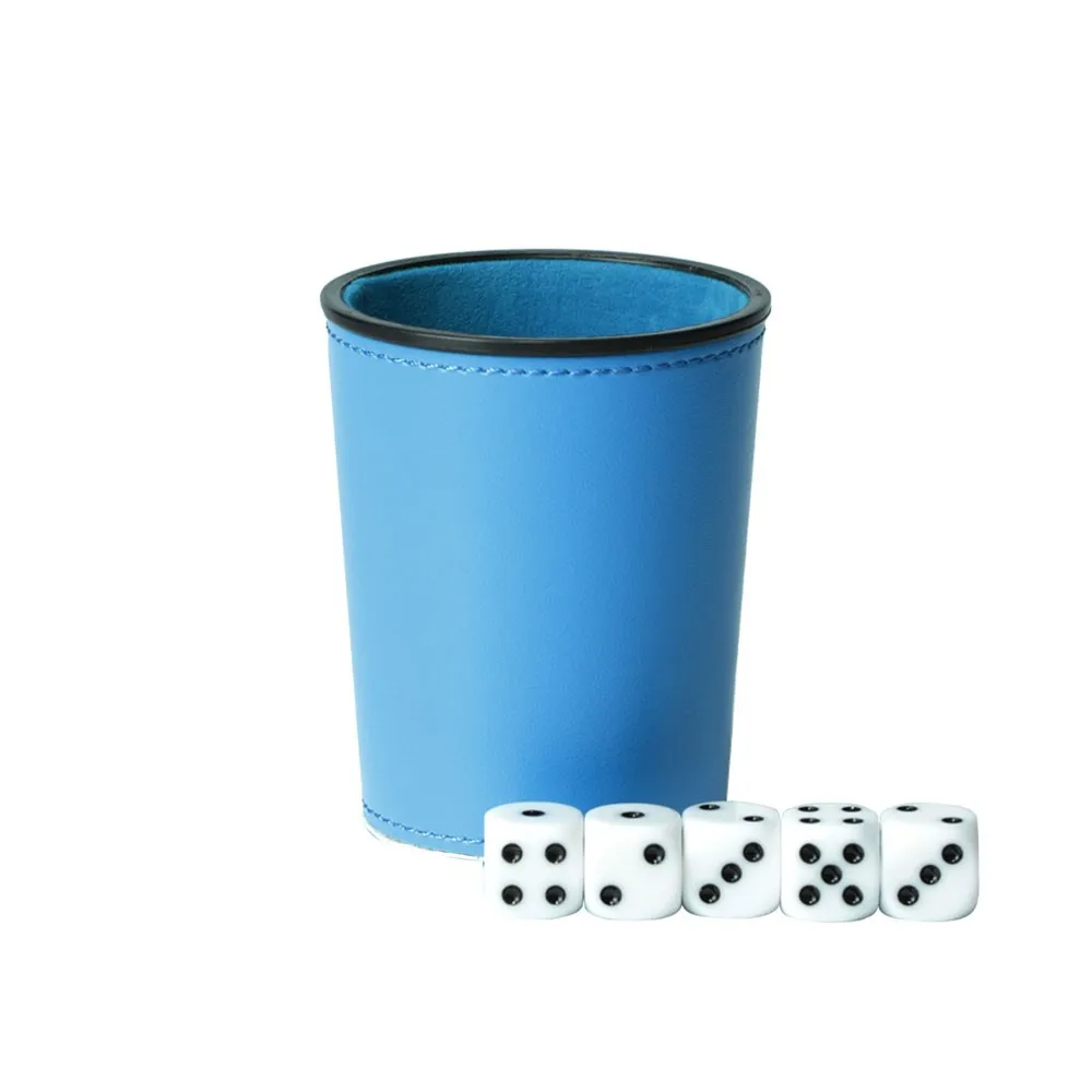 Professional Customize Dice Leather Shaker Cups With 5 Plastic Dice For