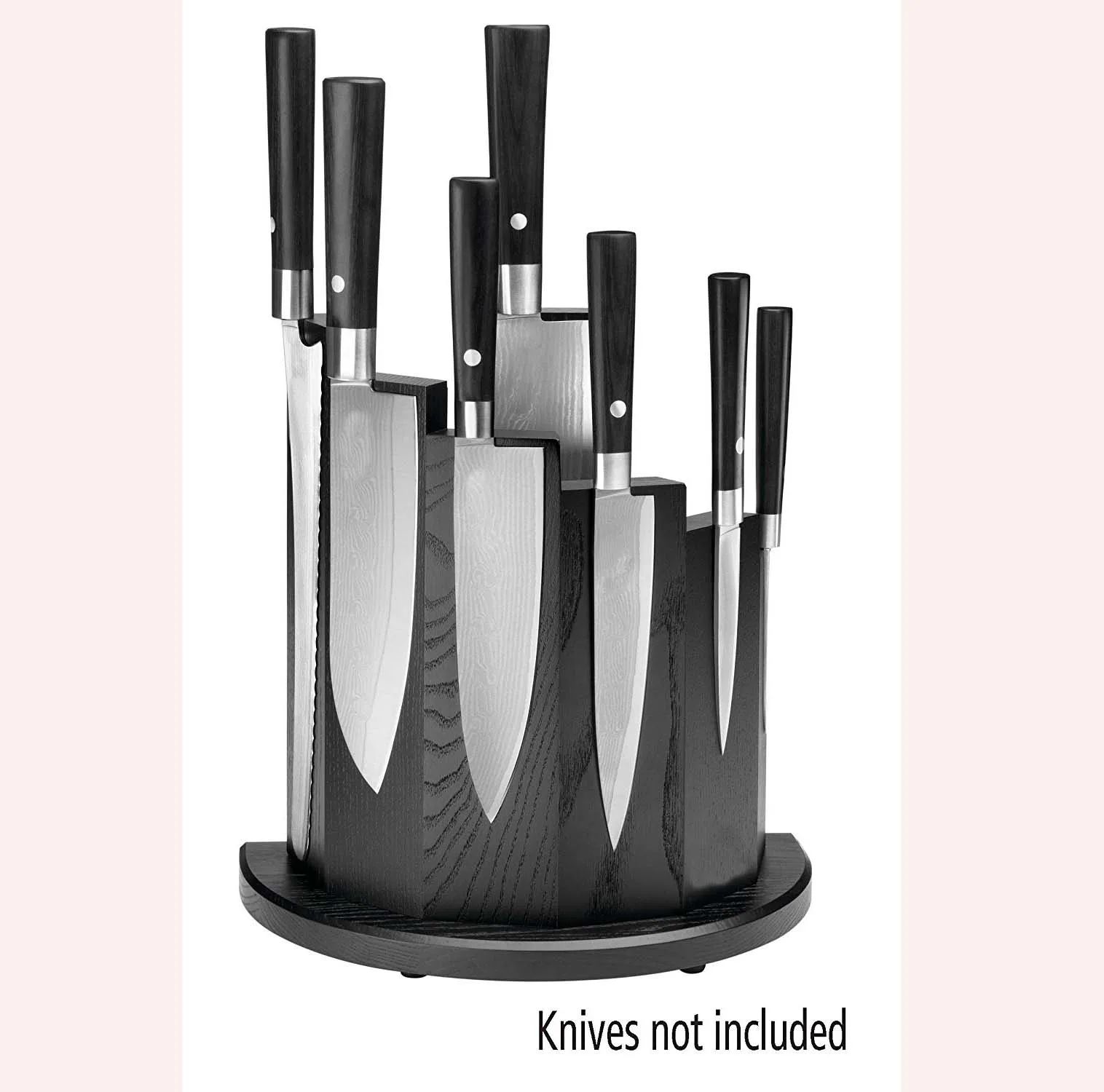 Kitchenware Wood Knife Block Black Round Knife Block