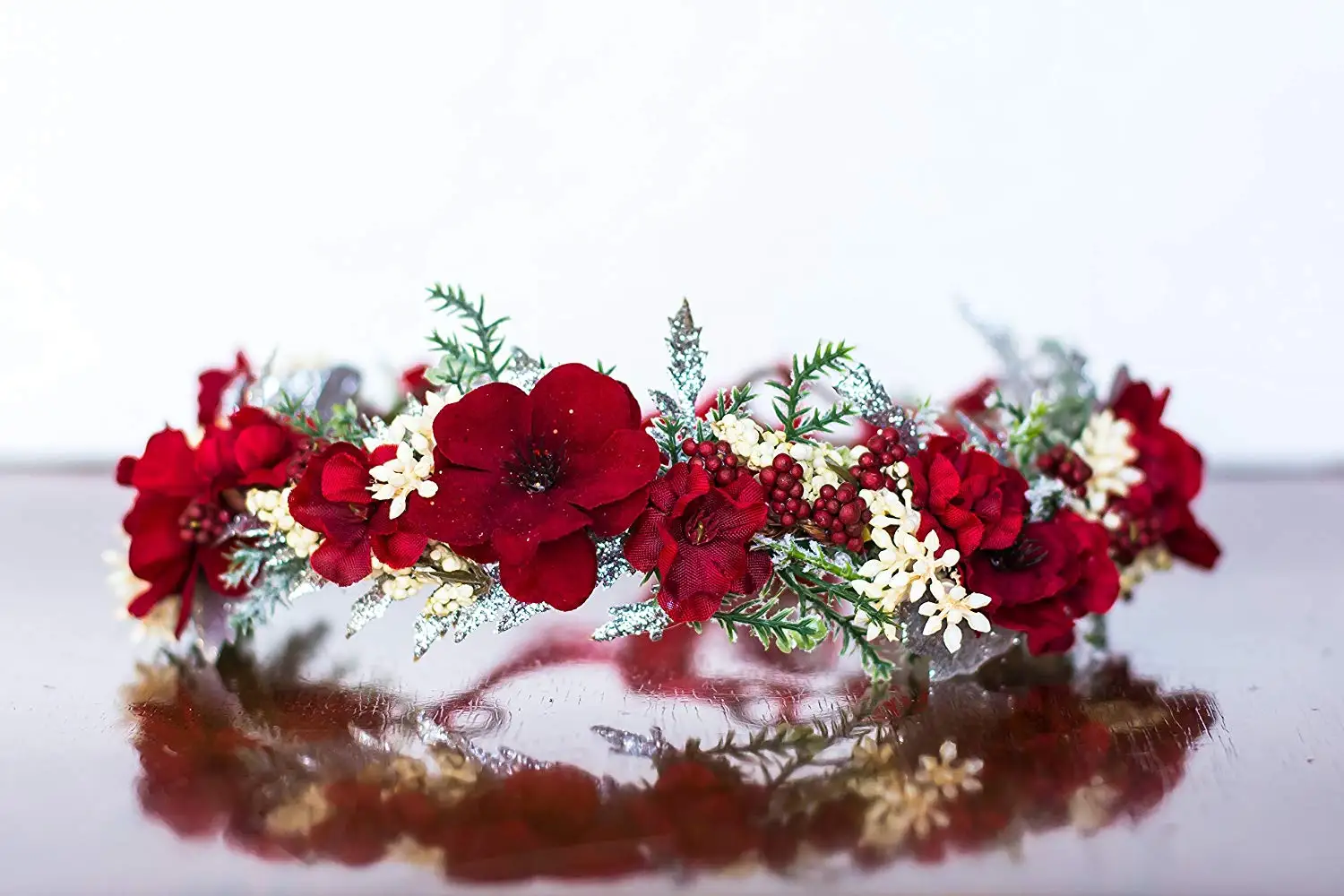 red flower crown