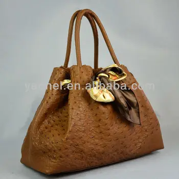Genuine Ostrich Leather Handbags Brown Purse Exotic Bag Genuine Ostrich Leather Handbags Brown
