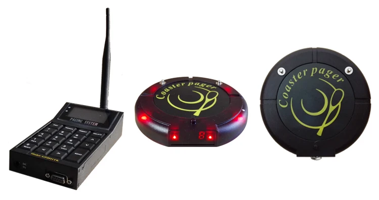 Restaurant Wireless Calling System Queuing Buzzer Call Reminder System with 30 Coaster Pagers and 1 Numeric Keypad Transmitter for Bars Wireless Restaurant Paging System US Coffee Shop 