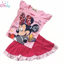 Minnie cartoon girls clothes suit leisure set T shirt skirt suit summer fashion kids clothes Free