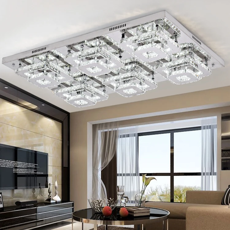 XingJun living room lobby Luxury crystal square decorative led recessed ceiling light