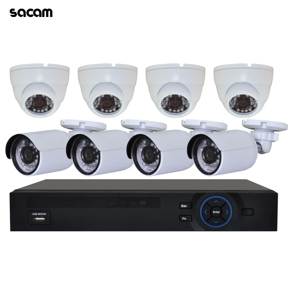 1080p Ahd 8ch Nvr & 4 Fixed Bullet Cameras & 4 Dome Cameras 2.0mp