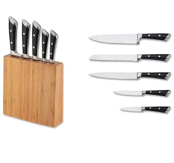 Stainless Steel 7 Pcs Titanium Coated Embossed Blade Kitchen Knife Set