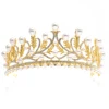 Personalized Design Hair Tiara Pearl Crystal Crown for Bridal Queen Princess Girls at Wedding Birthday Pageant (Gold and Silver)