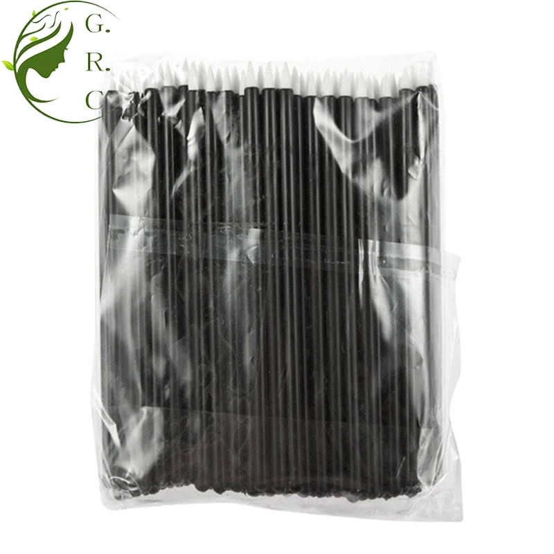 Disposable White Brown Lip Eye Liner Brushes 4 Inch Size Gram Plastic Leather Tip Eyeliner Makeup Brush With Protector Cover