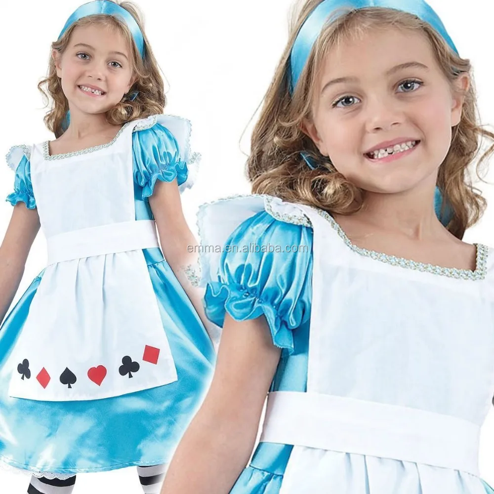 Girls Child Kids Alice In Wonderland Fancy Dress Costume Fairy Princess ...