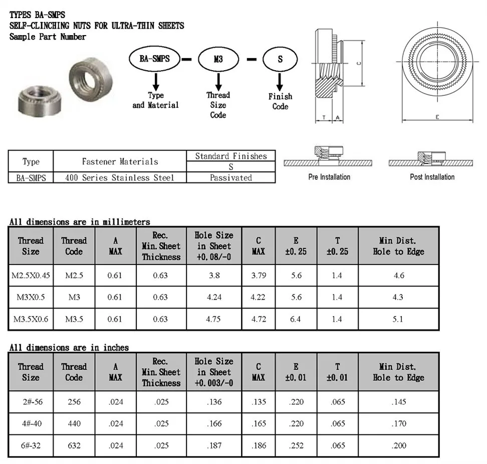 Miniature Fasteners,Self Cinching Nuts,Pem Nut - Buy Pem Nut,Miniature ...