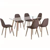 LS-5 Tempered glass Dining Table set/Solid Wood legs Furniture/metal legs