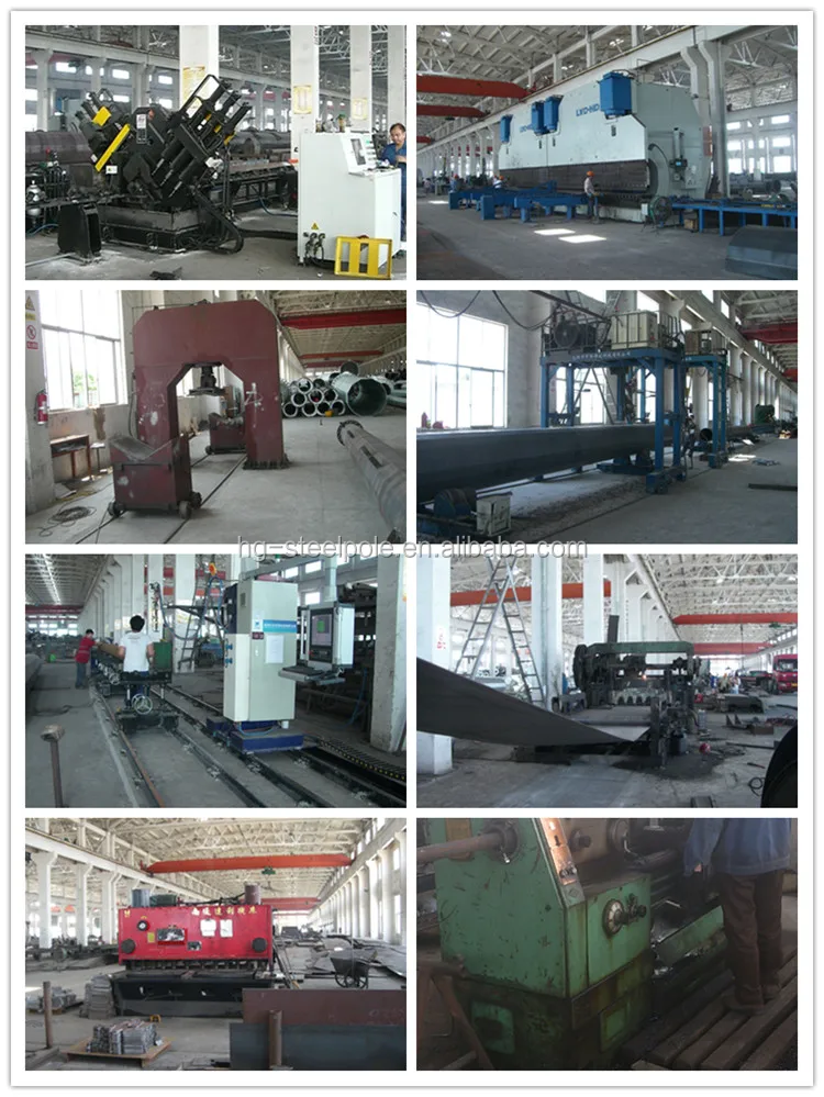 30-60FT Hot Dip Galvanized Octagon Steel Pole with AWS D1.1 Welding for 25 Years Life Transmission Line