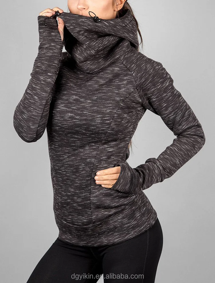 cowl neck hoodie with thumb holes