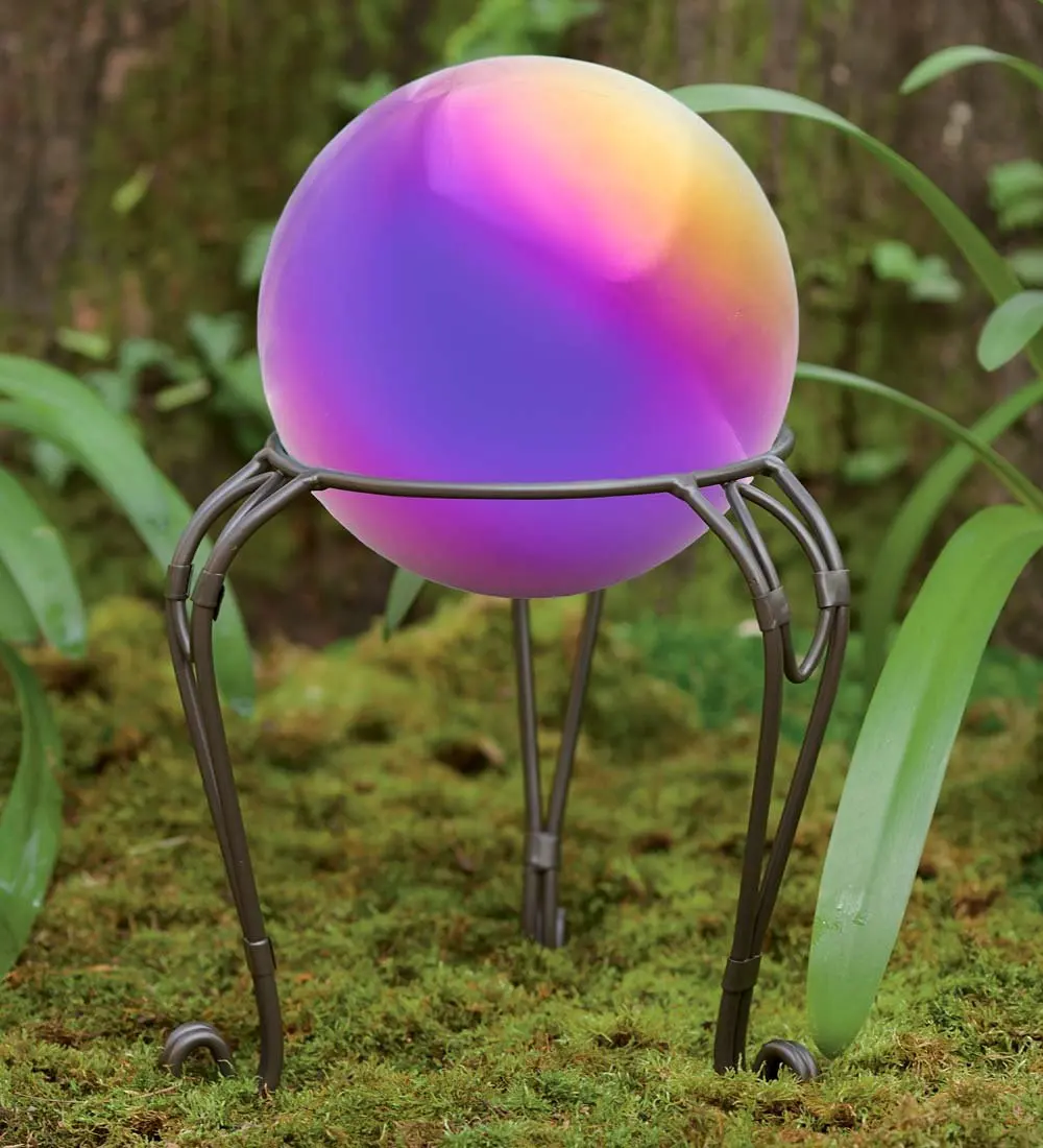 Rainbow Steel Gazing Ball with Metal Stand