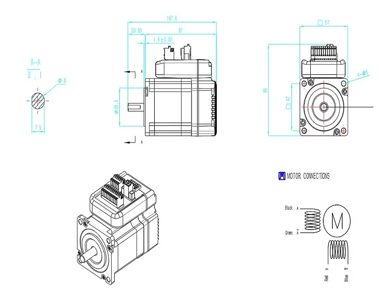 57mm 36V 1Nm electric motor for cnc kit integrated stepper servo motor