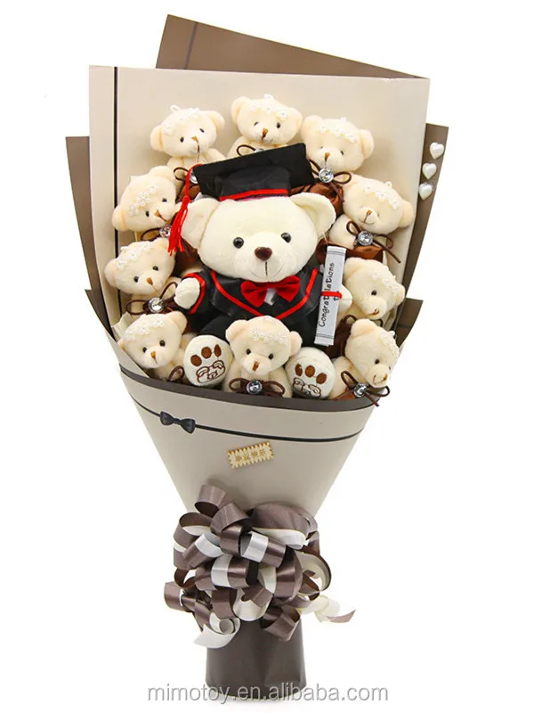 9pcs Teddy bear plush Toys Doll flowers sweet Birthday Creative Graduation Gift 